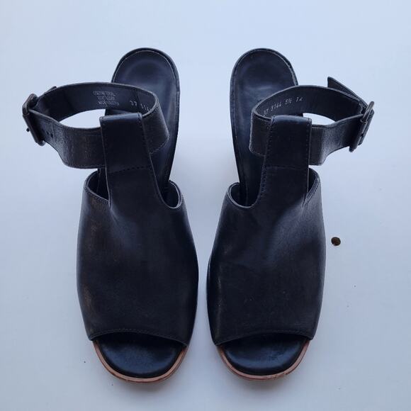 PAUL GREEN Heels Sandal Madonna Black Leather Ankle Buckle Strap Peep Toe 5.5 8 - Picture 5 of 8